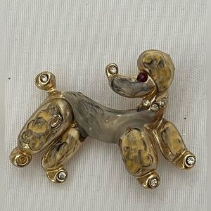 Vintage Gold and Gray poodle Brooch